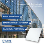 LED-Panel 62x62cm, CRI>90, 45 W, 6000 K, 3600 lm.