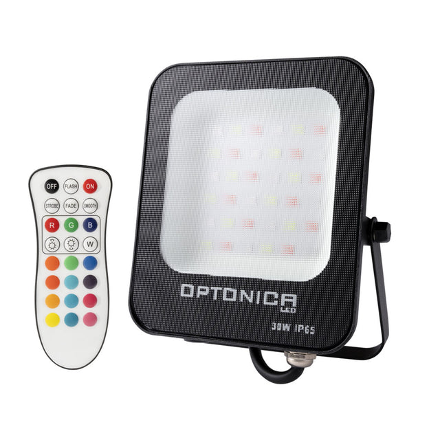 LED-SMD-Fluter mit Fernbedienung, 30 W, 2400 lm, IP65, RGB.