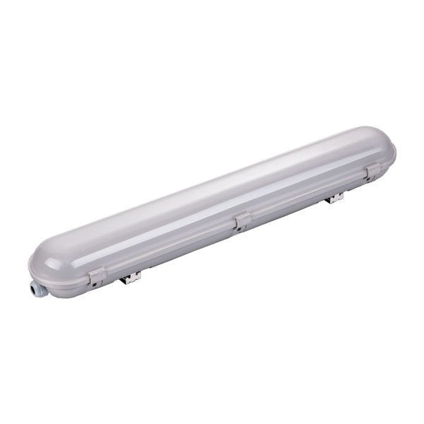 Not-LED-Wannenleuchte, IP65, 150 cm, 55 W, 6000 K, rostfreie Clips, mit Akku.