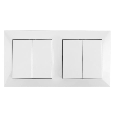 Aus- Wechselschalterkombination 2 x Zweifachwippe, 10 A, 250 V, weiß.