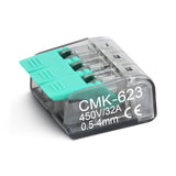 Verbindungsklemmen CMK-623, 3-polig, 2 Stk., grau-grün.