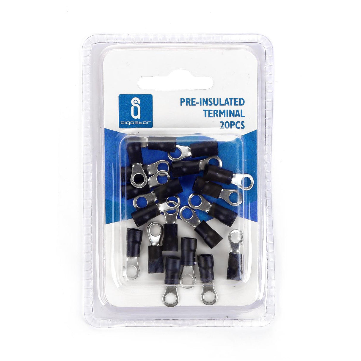 Rundsteckverbinder, isoliert, 20 Stk., 2 - 4 mm², 20,4 x 6,7 x 4,9 mm, schwarz.