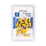 Gabel-Kabelschuhe, isoliert, 20 Stk., 1,25 - 6 mm², 21,2 x 9,5 x 4,3 mm, schwarz.