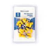 Gabel-Kabelschuhe, isoliert, 20 Stk., 2 - 6 mm², 21,7 x 10,5 x 4,9 mm, gelb.