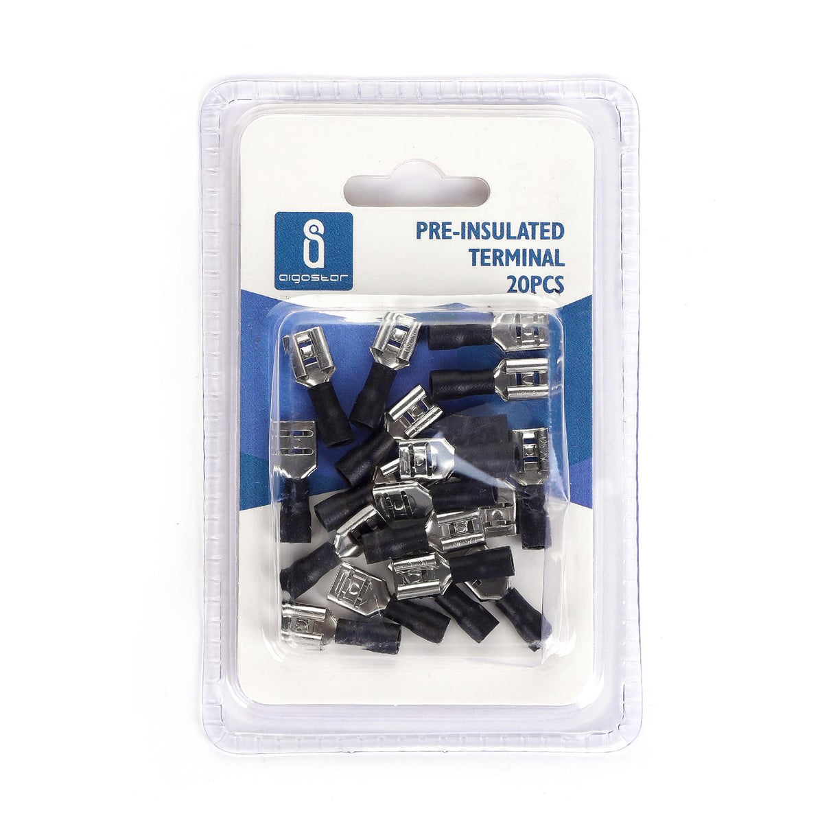 Flachsteckhülse, isoliert, 20 Stk., FDD 1,25 - 250 mm, 21 x 7,4 x 3,8 mm, schwarz.