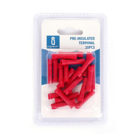 Stoß-/Schrumpfverbinder, isoliert, 20 Stk., 1,25 mm², 26 x 1,7 x 1,7 mm, rot.