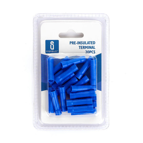 Stoß-/Schrumpfverbinder, isoliert, 20 Stk., 2 mm², 26 x 2,3 x 2,3 mm, blau.