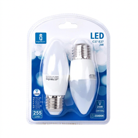 LED Leuchtmittel, E27, 3 W, 255 lm, 6500 K, 2er