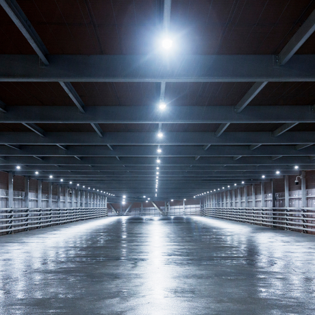 5er-Pack LED-Highbay, Hallenstrahler rund, grau, 100 W, 10000 lm, CCT 3000-6500 K (warm-, neutral-, kaltweiß), IP65.