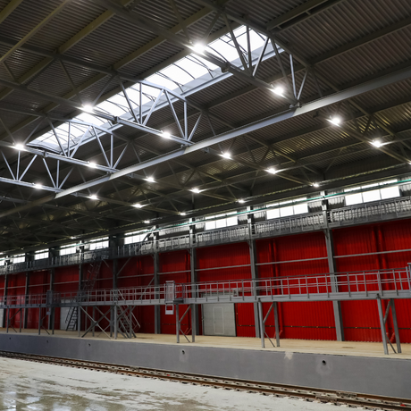 2er-Pack LED-Highbay, Hallenstrahler rund, grau, 100 W, 10000 lm, CCT 3000-6500 K (warm-, neutral-, kaltweiß), IP65.
