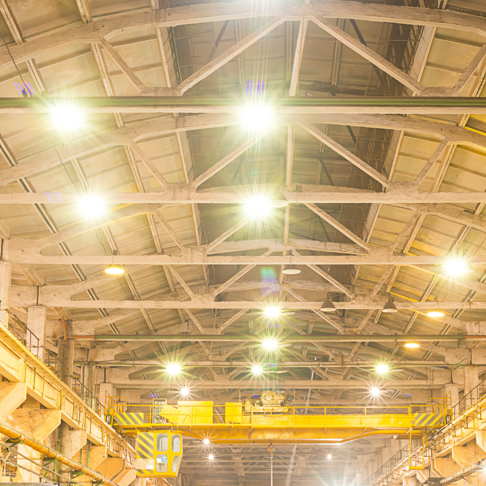 5er-Pack LED-Highbay, Hallenstrahler rund, grau, 100 W, 10000 lm, CCT 3000-6500 K (warm-, neutral-, kaltweiß), IP65.