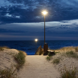 LED Straßenleuchte, rund, 60 W, 6000 lm, 3000 K (warmweiß), IP65, Parkanlage.