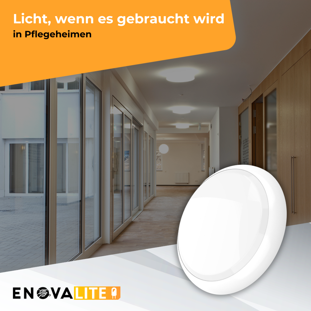 LED-Notstrom Deckenleuchte, mit Bewegungsmelder, 8 h Notlicht, 18 W, 1800 lm, 3000-6000 K (warm-, neutral-, kaltweiß), IP65, IK09, Gruppensteuerungsfunktion.