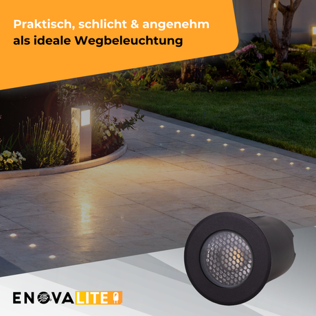 4er Set LED Bodeneinbaustrahler, Ø 65 x 80 mm, 5 W, 300 lm, 3000 K (warmweiß), schwarz, Aluminiumdruckguss, EPISTAR.