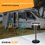 LED-Tischleuchte mit Akku, Solar- und Netzbetrieb, dimmbar, 2700 K (warmweiß), bis zu 48 h Leuchtzeit, IP44, wiederaufladbar, USB-C, In- und Outdoor.