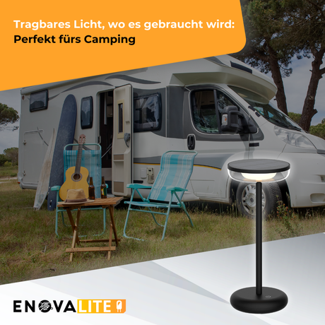 LED-Tischleuchte mit Akku, Solar- und Netzbetrieb, dimmbar, 2700 K (warmweiß), bis zu 48 h Leuchtzeit, IP44, wiederaufladbar, USB-C, In- und Outdoor.