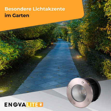 LED Bodeneinbaustrahler, 7 W, 490 lm, 3000 K (warmweiß), Chromoptik, Edelstahl und Aluminiumdruckguss, EPISTAR.