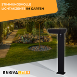 4er-Pack Solar Wegeleuchte mit PIR Sensor, eckig, 3000 K (warmweiß), 12 Stunden Leuchtzeit, 3 Lichtmodi, IP54-Wasserdicht, aus hochwertigem Aluminium.