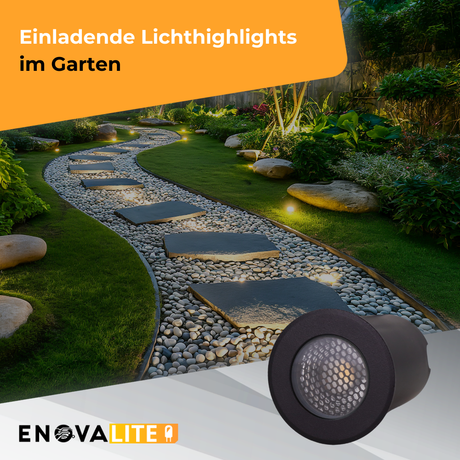 4er Set LED Bodeneinbaustrahler, Ø 65 x 80 mm, 5 W, 300 lm, 3000 K (warmweiß), schwarz, Aluminiumdruckguss, EPISTAR.