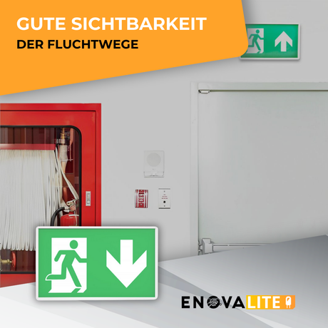 10er Pack LED-Fluchtwegleuchte, Notausgang mit Notstromeinheit, Anti Panik Licht, TEST-Funktion, Wandmontage.