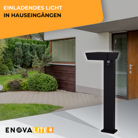 6er-Pack Solar Wegeleuchte mit PIR Sensor, eckig, 3000 K (warmweiß), 12 Stunden Leuchtzeit, 3 Lichtmodi, IP54-Wasserdicht, aus hochwertigem Aluminium.