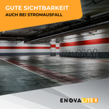 LED-Fluchtwegleuchte, Notausgang mit Notstromeinheit, TEST-Funktion, Wand- und Deckenmontage, Ein- und Aufbau, IP65.