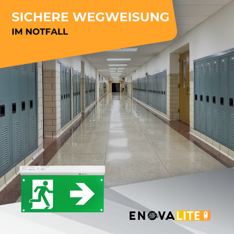 LED-Fluchtwegleuchte 5in1mit Fernbedienung, Notausgang mit Notstromeinheit, TEST-Funktion, Decken- und Wandmontage, Ein- und Aufbau.