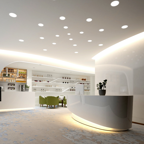 LED CCT Downlight, dimmbar, 24W, 2565 lm, ø240x32mm, 3000-4000-6000K einstellbar, mit Diffusor, IP44, rund.