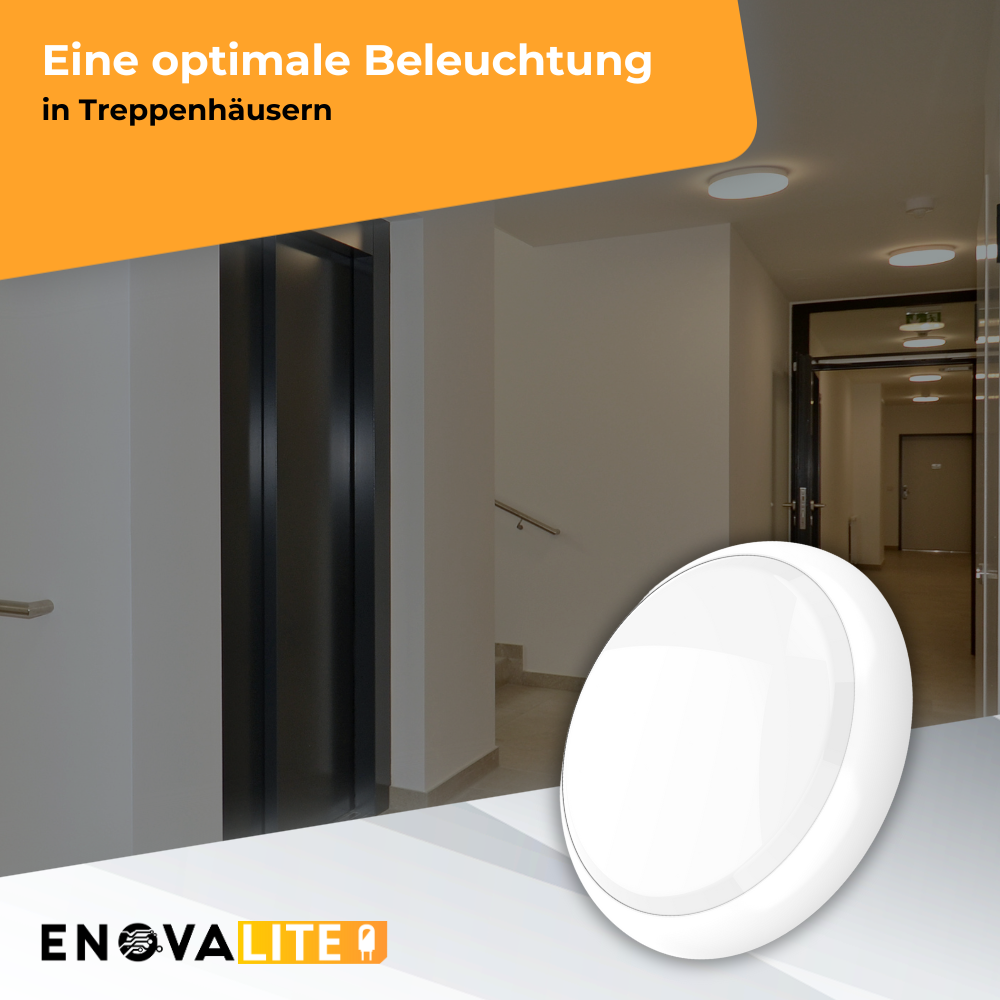 LED-Notstrom Deckenleuchte, mit Fernbedienung, Bewegungsmelder, 8 h Notlicht, 18 W, 1800 lm, 3000-6000 K (warm-, neutral-, kaltweiß), IP65, IK09, Gruppensteuerungsfunktion.