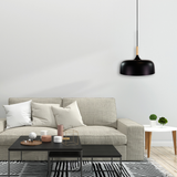 Moderne Pendelleuchte in schwarz, runde Form, aus Metall, E27-Fassung, IP20, Ø30 cm.
