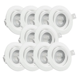10er Set LED CCT Downlight schwenkbar, 7W, 718lm, 38°, IP44, 3000K-4000K-6000K einstellbar.