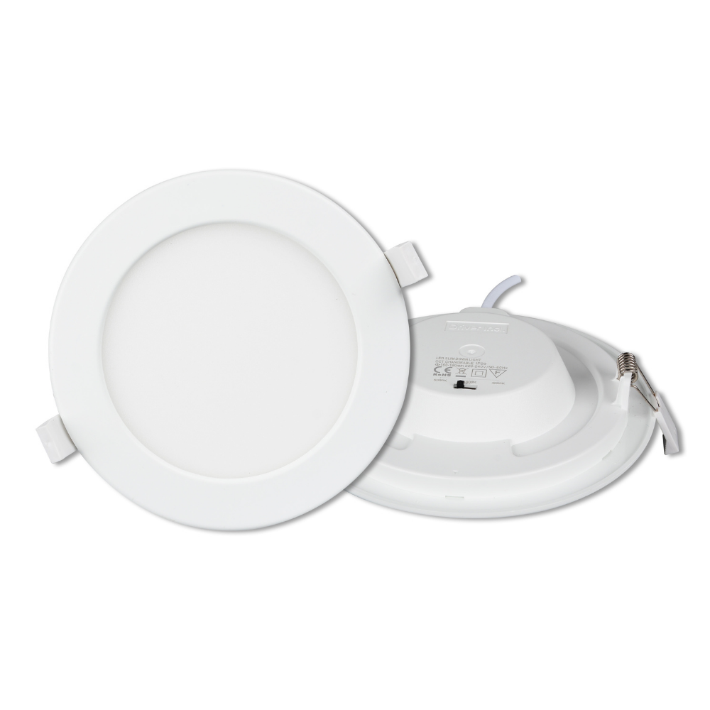LED CCT Downlight, 12W, 1190 lm, ø170x32mm, 3000-4000-6000K einstellbar, mit Diffusor, rund.