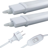 2er Set LED Feuchtraumleuchte, 22 W, 2000lm, 4000K, 900 mm, IP65, mit Schalter und IP44 Stecker.