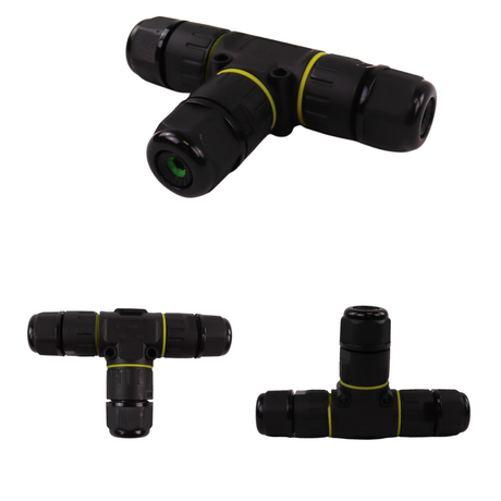 Kabelschnellverbinder; T-förmig, 3-polig, IP68-wasserdicht, 450V, 24A.