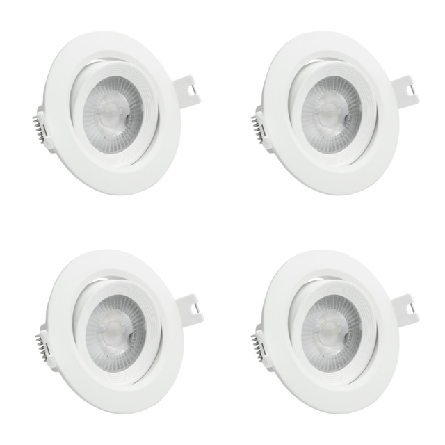 4er Set LED CCT Downlight schwenkbar, 7W, 718lm, 38°, IP44, 3000K-4000K-6000K einstellbar.