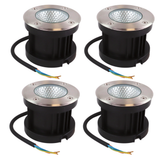 4er Set LED Bodeneinbaustrahler, 7 W, 490 lm, 3000 K (warmweiß), Chromoptik, Edelstahl und Aluminiumdruckguss, EPISTAR.