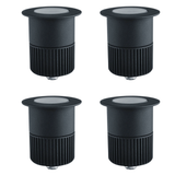 4er Set LED Bodeneinbaustrahler, Ø 65 x 80 mm, 5 W, 300 lm, 3000 K (warmweiß), schwarz, Aluminiumdruckguss, EPISTAR.