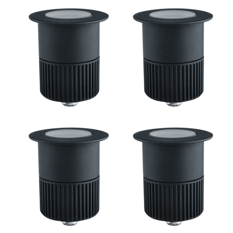 4er Set LED Bodeneinbaustrahler, Ø 65 x 80 mm, 5 W, 300 lm, 3000 K (warmweiß), schwarz, Aluminiumdruckguss, EPISTAR.