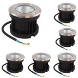 6er Set LED Bodeneinbaustrahler, 7 W, 490 lm, 3000 K (warmweiß), Chromoptik, Edelstahl und Aluminiumdruckguss, EPISTAR.