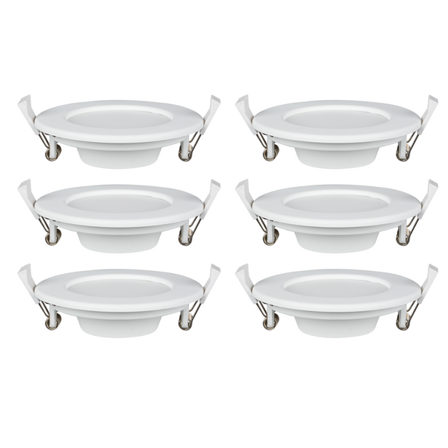 6er Set LED CCT Downlight, dimmbar, 18W, 1880lm, ø220x32mm, 3000-4000-6000K einstellbar, mit Diffusor, IP44, rund.
