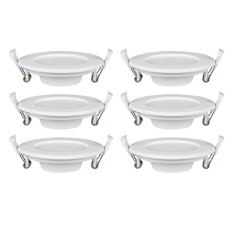 6er Set LED CCT Downlight, dimmbar, 6W, 525 lm, ø115x32mm, 3000-4000-6000K einstellbar, mit Diffusor, IP44, rund.