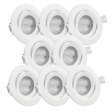 8er Set LED CCT Downlight schwenkbar, 7W, 718lm, 38°, IP44, 3000K-4000K-6000K einstellbar.