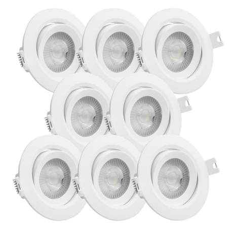 8er Set LED CCT Downlight schwenkbar, 7W, 718lm, 38°, IP44, 3000K-4000K-6000K einstellbar.