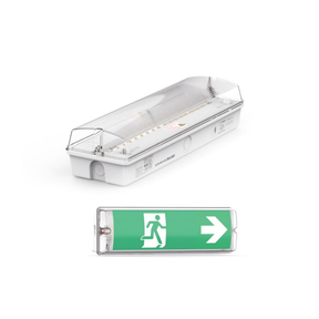 LED-Fluchtwegleuchte, 8 h Notlicht, Notausgang mit Notstromeinheit, TEST-Funktion, Wandmontage, IP65.
