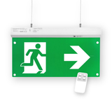 LED-Fluchtwegleuchte 5in1mit Fernbedienung, Notausgang mit Notstromeinheit, TEST-Funktion, Decken- und Wandmontage, Ein- und Aufbau.