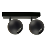 Deckenspot GLOBE, in Schwarz, aus Alu und Stahl, 2-flammig, GU10-Fassung, IP20, Ø10cm.