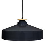 Elegante Pendelleuchte in Schwarz, runde Form, aus Stahl, E27-Fassung, IP20, Ø40 cm.
