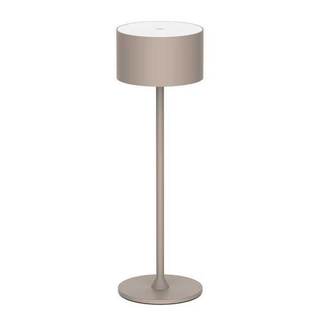 LED-Tischleuchte mit Akku, Up- & Downlight, Dimm- & CCT-Funktion, sandfarben, wiederaufladbar, Innen und Außenbereich, IP44, USB-C.