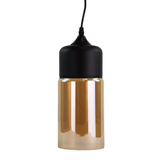 Elegante Pendelleuchte in schwarz, zylinderförmig, aus Glas, E27-Fassung, IP20, Ø13 cm.