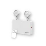 LED-Fluchtwegleuchte Twin-Spot 3W mit Fernbedienung, Notausgang mit Notstromeinheit, TEST-Funktion, Wandmontage.